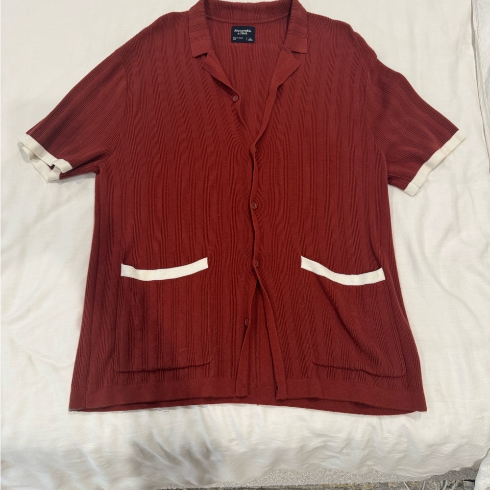 Rust Red Button-Up Beach/Pool Cardigan